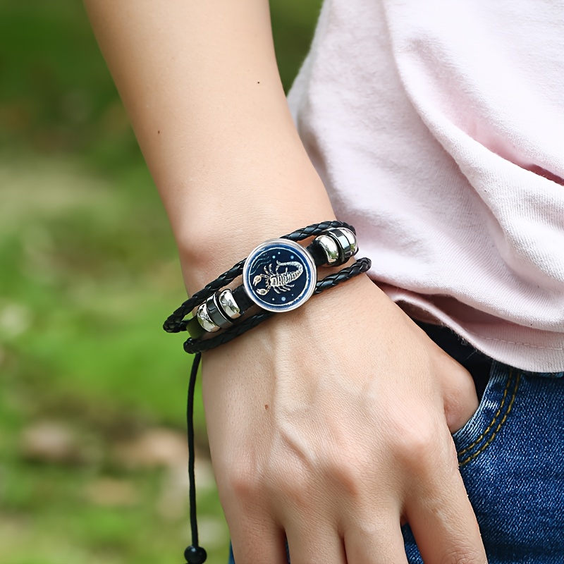 Black Fashion Glass Pattern Scorpio Zodiac Bracelet